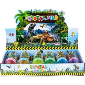 Crystal Mud Slime with Dinosaur Figure & Beads 8.5in (6pcs) - Image 3