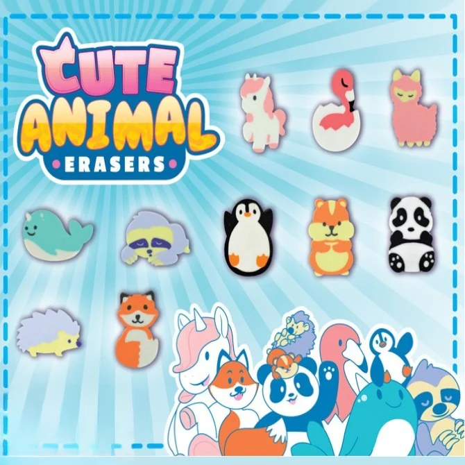 Cute Animal Erasers in 2" Capsules