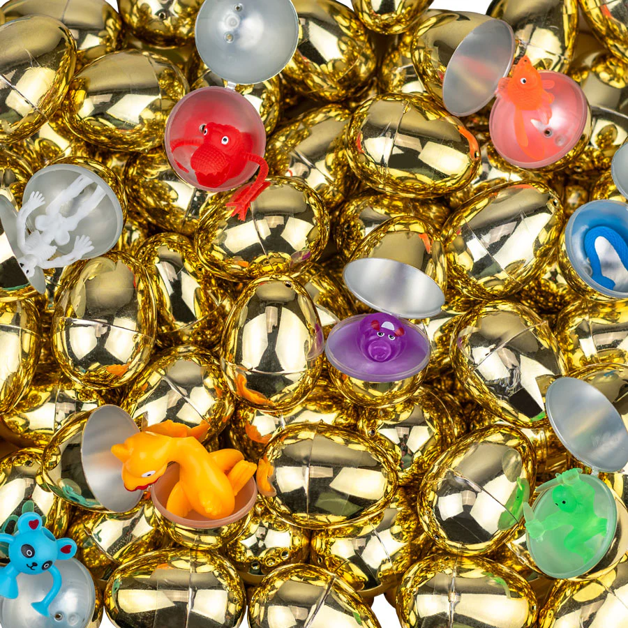 Toy Filled Metallic Gold Egg Mix 2" Capsules 300 ct