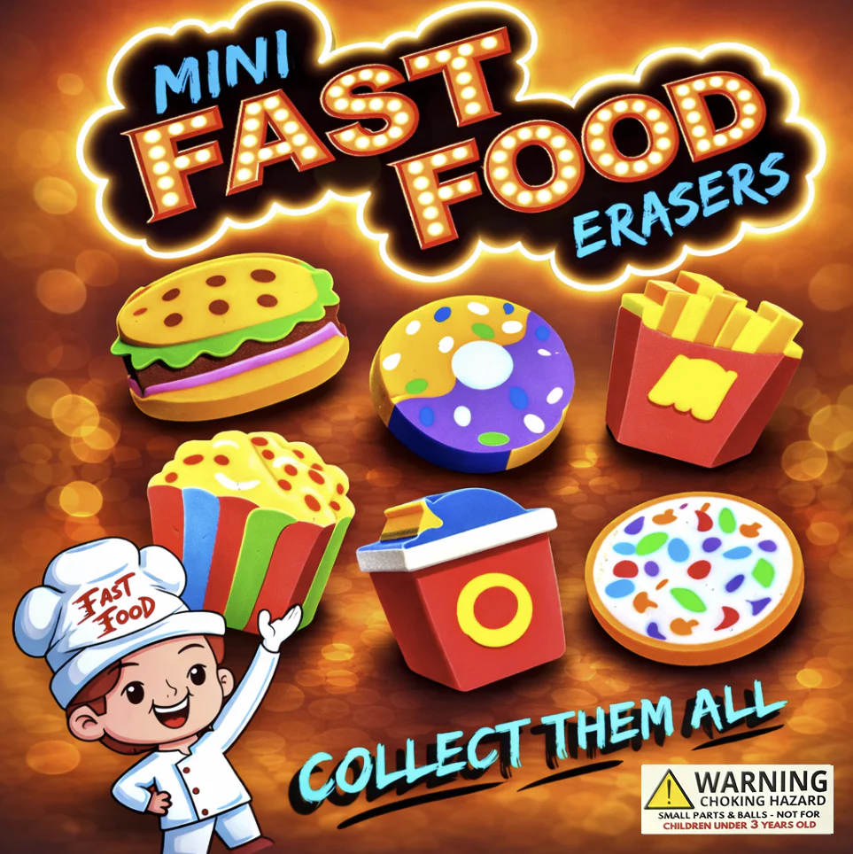 Fast Food Erasers 1" Capsules