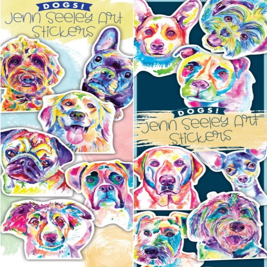 Jenn Seeley Rainbow Dog Stickers
