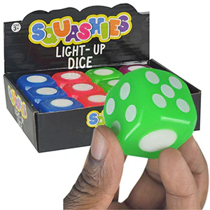 Light-Up Flashing Dice 1.25in Asst (12 pcs)