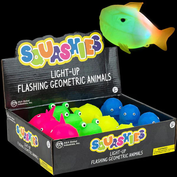 Light-Up Flashing Geometric Animals 3in-4in Asst (12pcs)