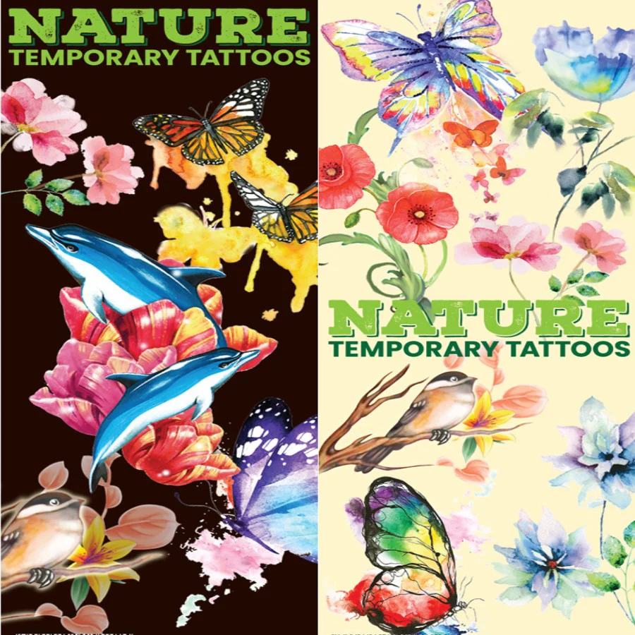 Nature Watercolor Temporary Tattoos