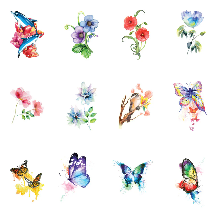 Nature Watercolor Temporary Tattoos - Image 2