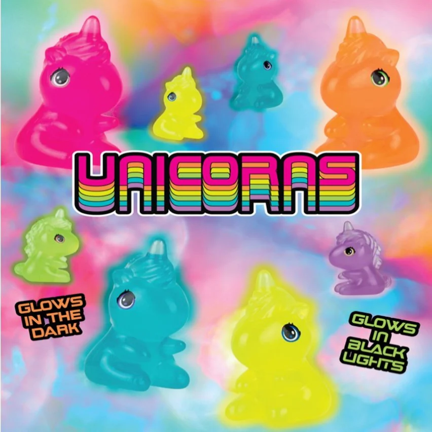 Neon Sitting Unicorns in 2" Capsules