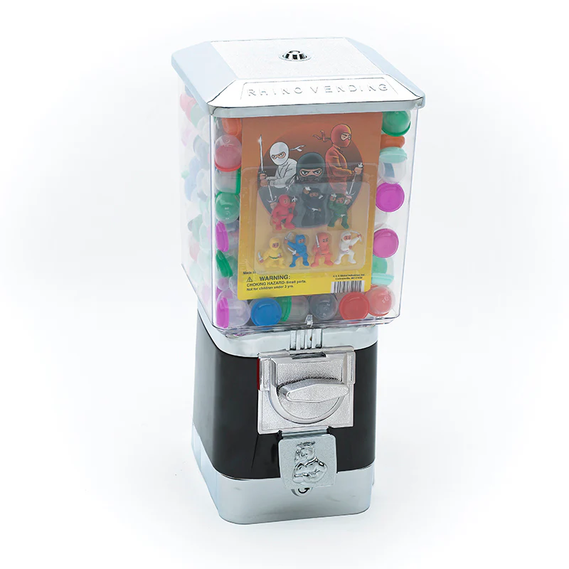 Rhino Pro Metal Black Vending Machine with 1" Acorn Capsule Wheel & Cash Box - 25 Cent - Image 3