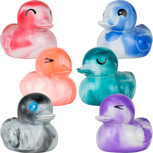 Rubber Marble Color Ducks 6in (12 pcs)