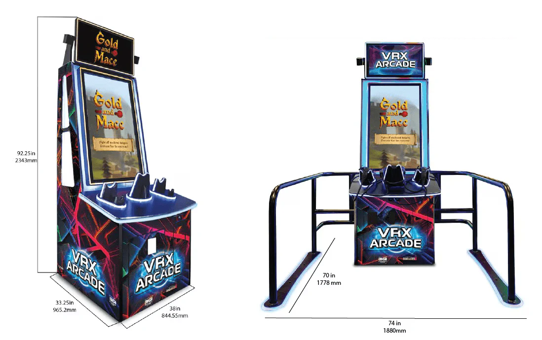 VRX Gold and Mace Virtual Reality Arcade Game with Railings - Image 4